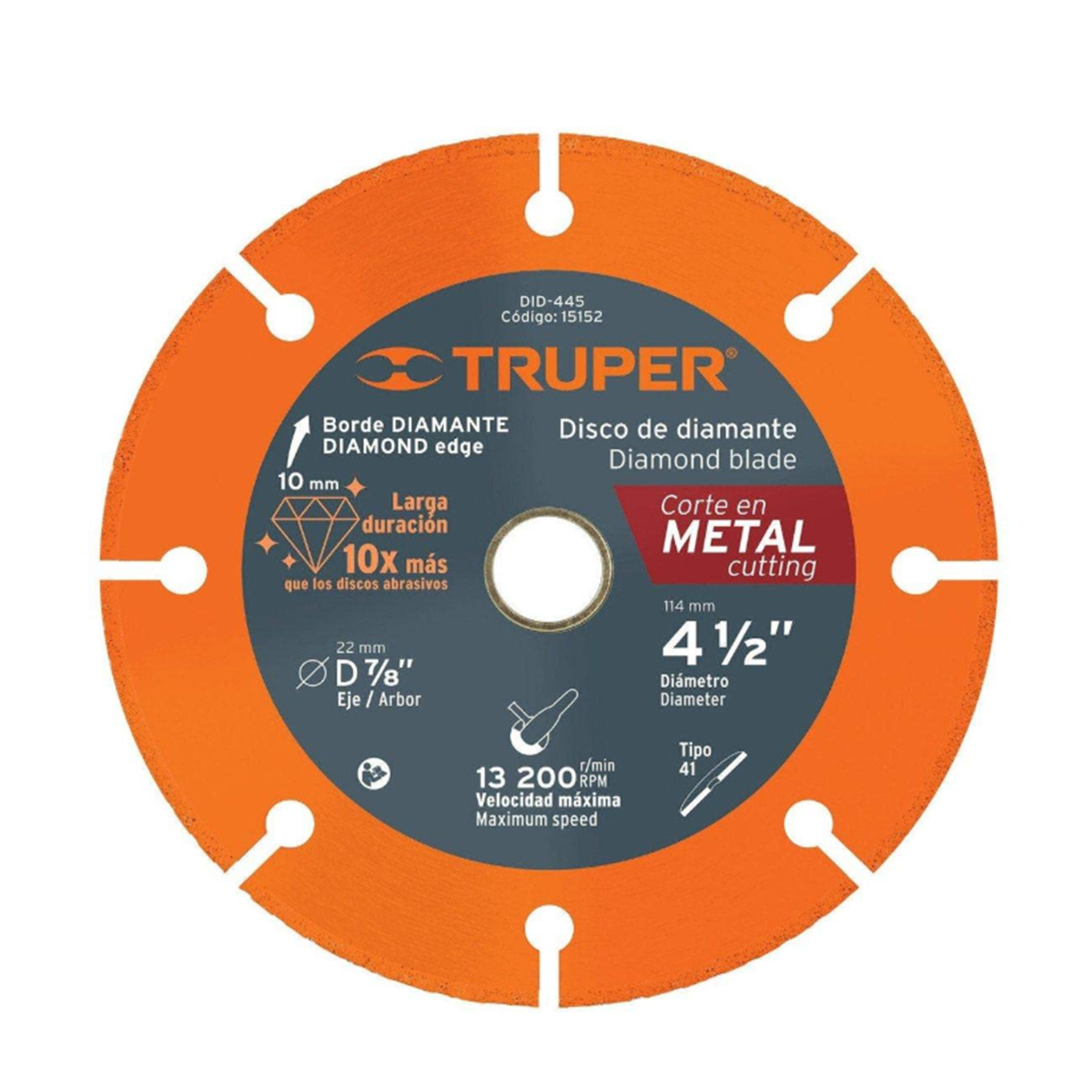 Disco de corte 3/8 para metal